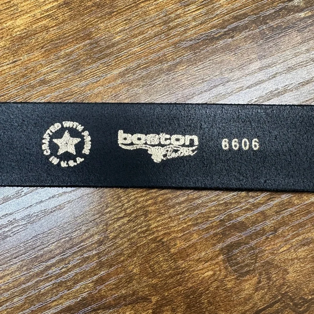 Boston Leather 6606 Mens Belt Black Size 52 Made in USA Work Uniform Belt